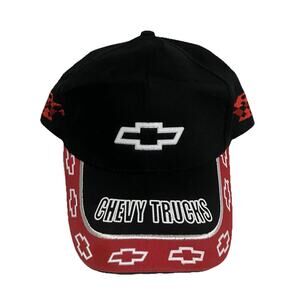 Mens GM Chevy Trucks Strapback Racing Hat Cap Flames with Reflective Logo Y2K